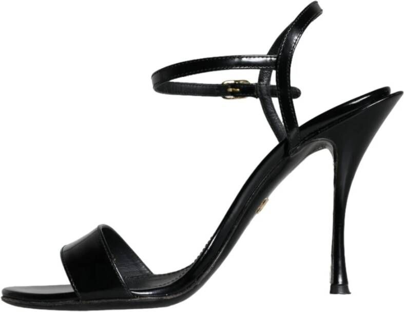 Dolce & Gabbana Zwarte Leren Hakken Sandalen Black Dames