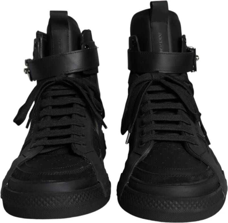 Dolce & Gabbana Zwarte Leren High Top Logo Sneakers Black Heren