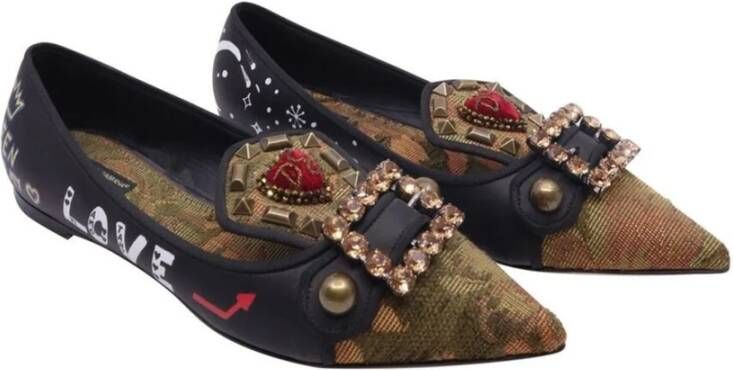 Dolce & Gabbana Zwarte leren kalfsleren pumps met logoprint Black Dames