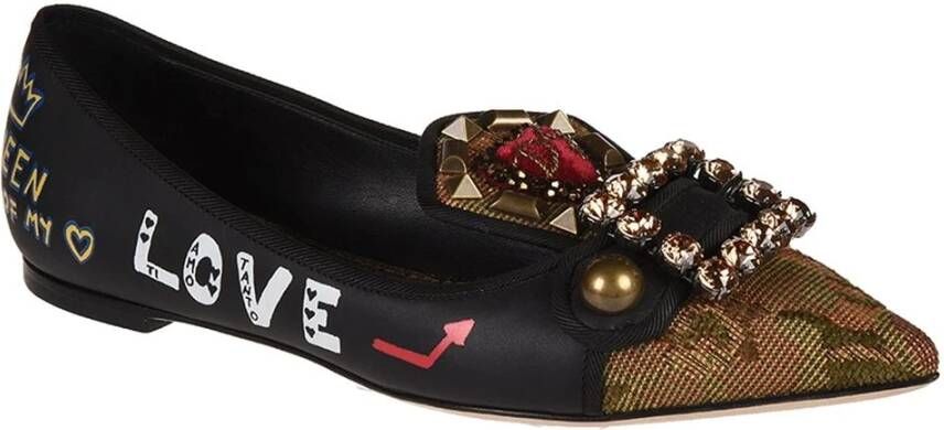 Dolce & Gabbana Zwarte leren kalfsleren pumps met logoprint Black Dames