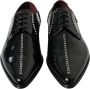 Dolce & Gabbana Zwarte Leren Kristal Formele Schoenen Black Heren - Thumbnail 4