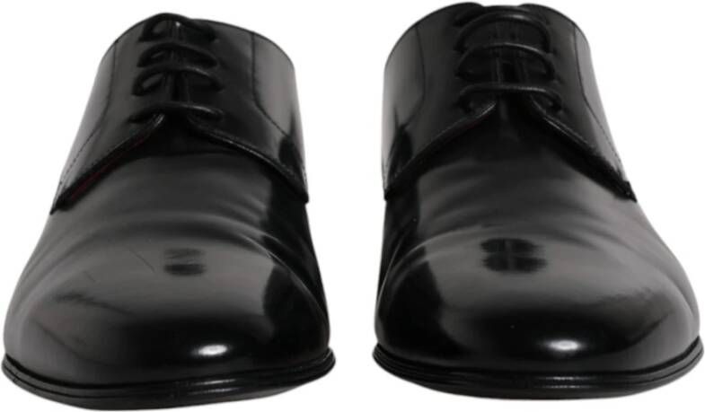 Dolce & Gabbana Zwarte Leren Lace-Up Derby Schoenen Black Heren