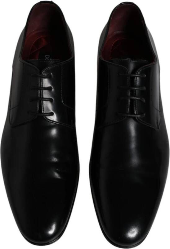 Dolce & Gabbana Zwarte Leren Lace-Up Derby Schoenen Black Heren