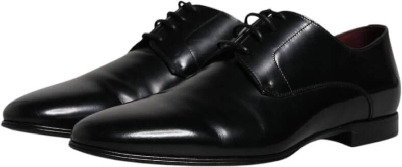 Dolce & Gabbana Zwarte Leren Lace-Up Derby Schoenen Black Heren