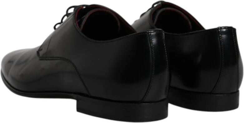 Dolce & Gabbana Zwarte Leren Lace-Up Derby Schoenen Black Heren