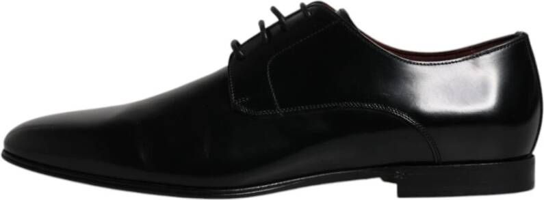 Dolce & Gabbana Zwarte Leren Lace-Up Derby Schoenen Black Heren