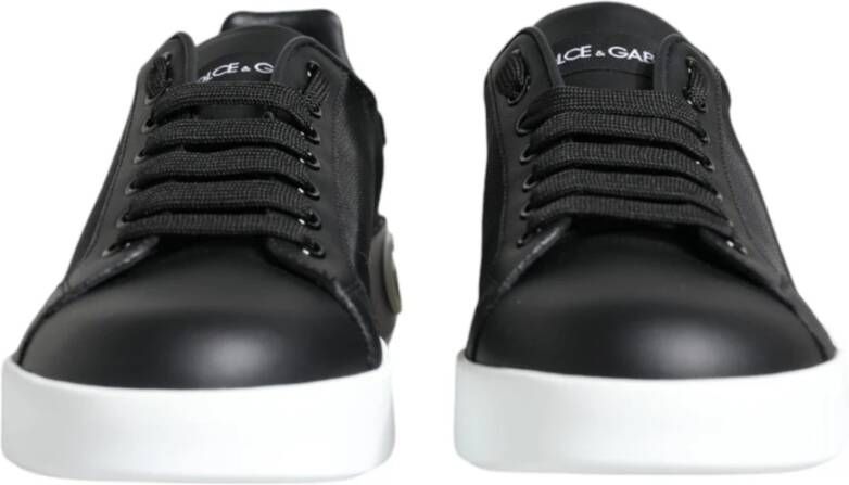 Dolce & Gabbana Zwarte leren lage sneakers Black Dames