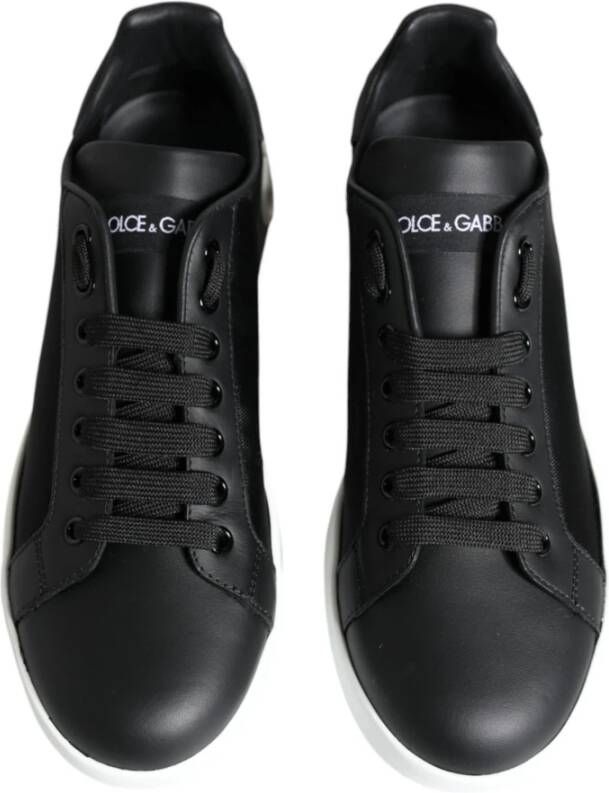 Dolce & Gabbana Zwarte leren lage sneakers Black Dames