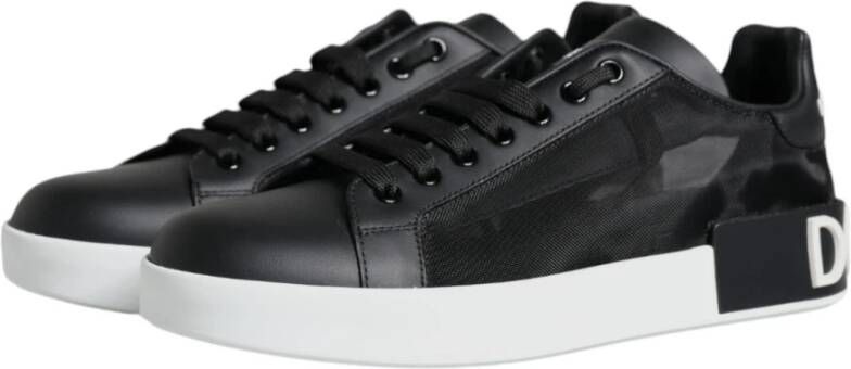 Dolce & Gabbana Zwarte leren lage sneakers Black Dames