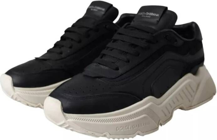 Dolce & Gabbana Zwarte Leren Lage Sneakers Black Heren