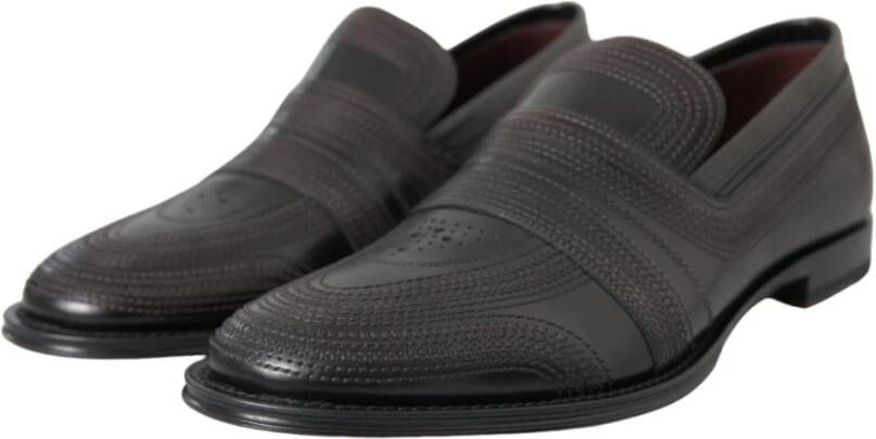 Dolce & Gabbana Zwarte Leren Loafer Jurkschoenen Black Heren