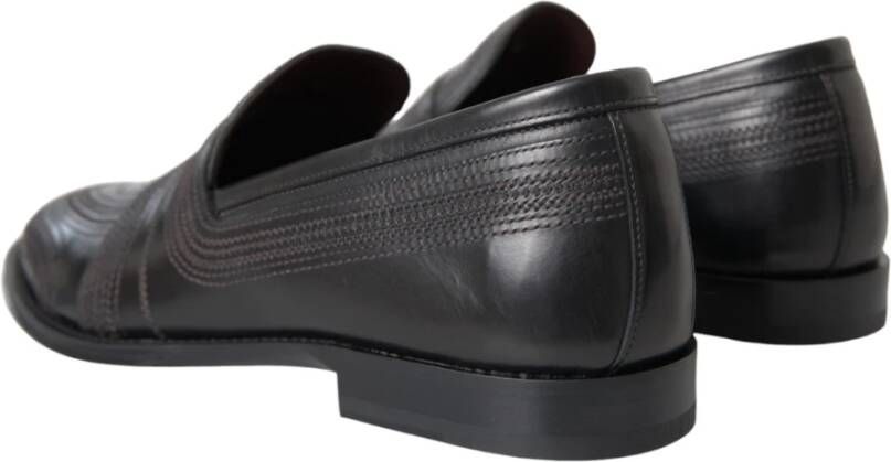 Dolce & Gabbana Zwarte Leren Loafer Jurkschoenen Black Heren