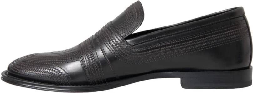 Dolce & Gabbana Zwarte Leren Loafer Jurkschoenen Black Heren