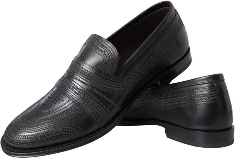 Dolce & Gabbana Zwarte Leren Loafer Jurkschoenen Black Heren