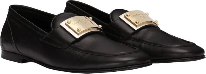 Dolce & Gabbana Zwarte Leren Loafers Black Heren