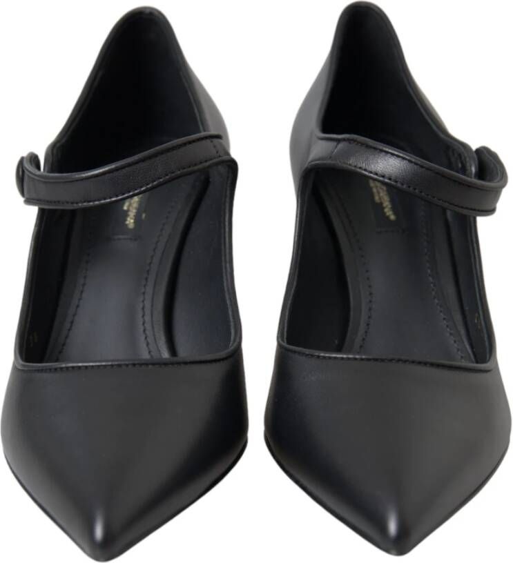 Dolce & Gabbana Zwarte leren logo hakken Mary Janes pompen schoenen Black Dames