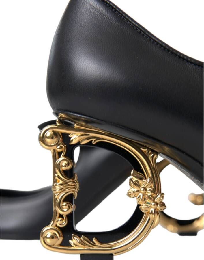 Dolce & Gabbana Zwarte leren logo hakken Mary Janes pompen schoenen Black Dames