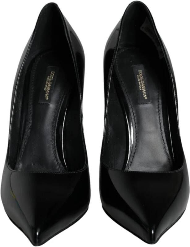 Dolce & Gabbana Zwarte Leren Logo Hakken Pumps Black Dames