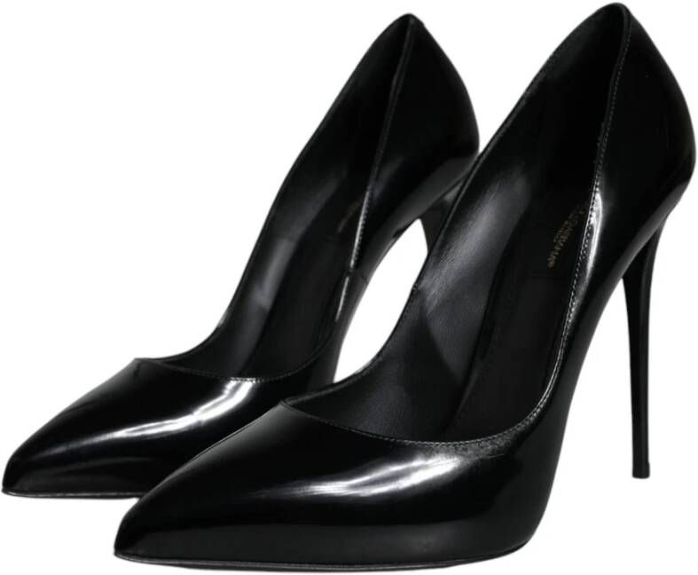 Dolce & Gabbana Zwarte Leren Logo Hakken Pumps Black Dames