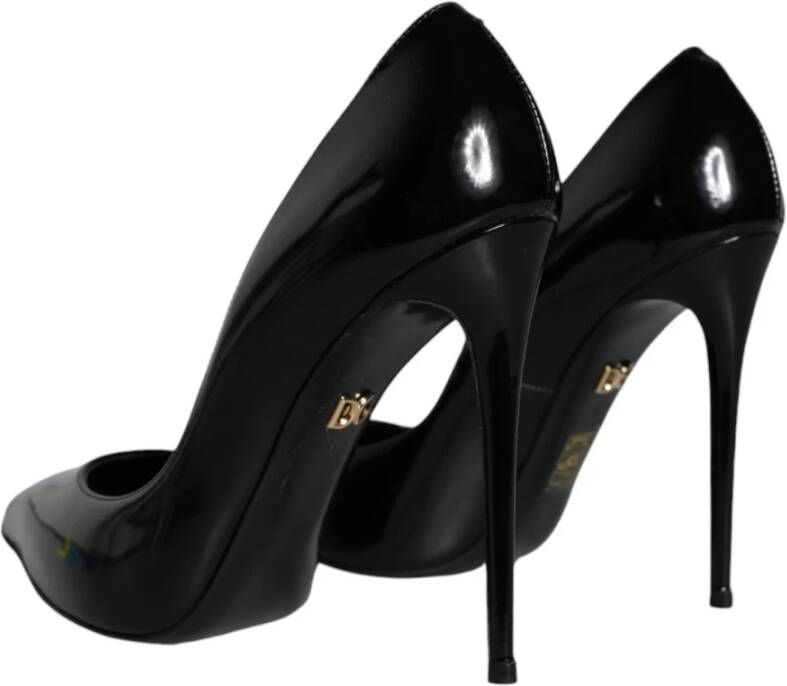 Dolce & Gabbana Zwarte Leren Logo Hakken Pumps Black Dames