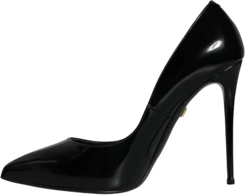 Dolce & Gabbana Zwarte Leren Logo Hakken Pumps Black Dames