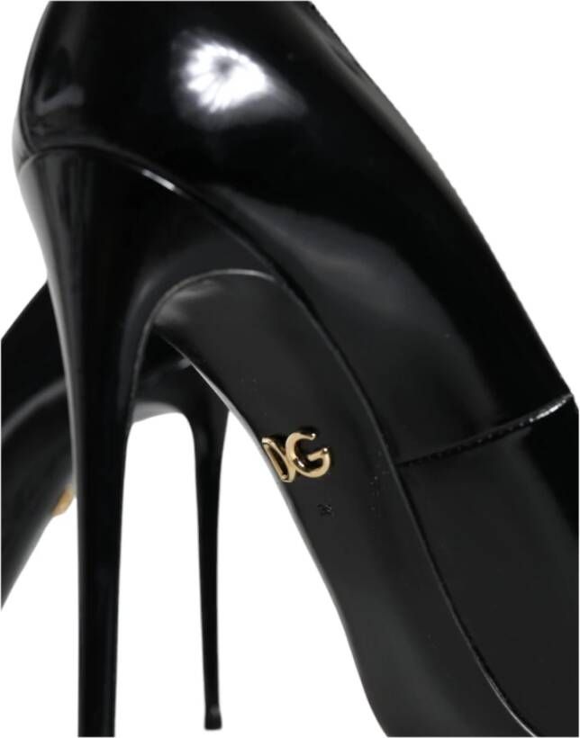 Dolce & Gabbana Zwarte Leren Logo Hakken Pumps Black Dames