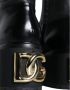 Dolce & Gabbana Zwarte Leren Logo Kniehoge Laarzen Schoenen Black Dames - Thumbnail 7