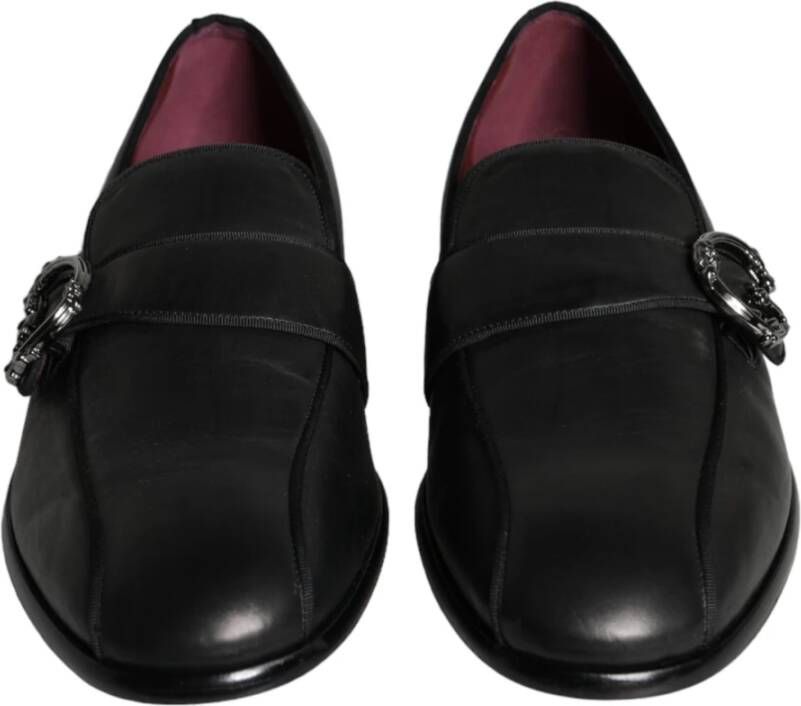 Dolce & Gabbana Zwarte leren logo loafers heren jurkschoenen Black Heren