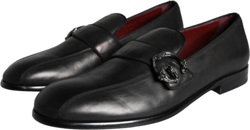 Dolce & Gabbana Zwarte leren logo loafers heren jurkschoenen Black Heren