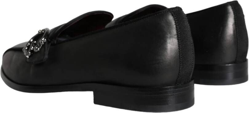 Dolce & Gabbana Zwarte leren logo loafers heren jurkschoenen Black Heren