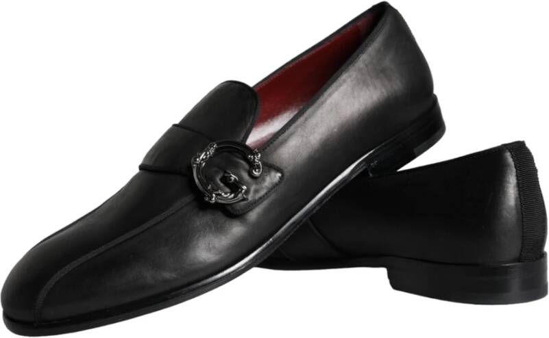 Dolce & Gabbana Zwarte leren logo loafers heren jurkschoenen Black Heren