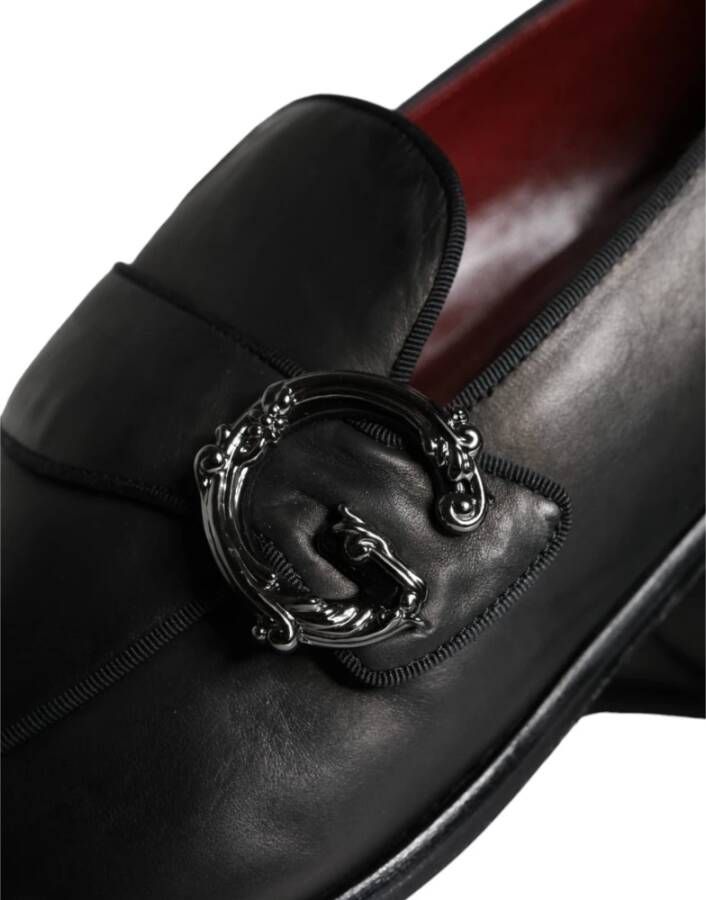 Dolce & Gabbana Zwarte leren logo loafers heren jurkschoenen Black Heren