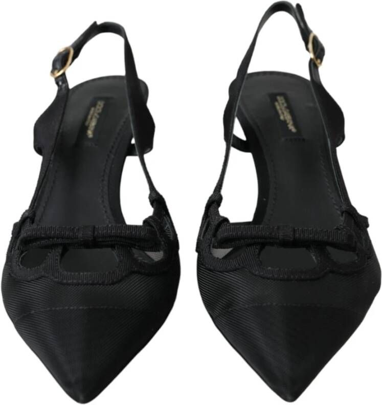 Dolce & Gabbana Zwarte leren mesh slingback hakken Black Dames