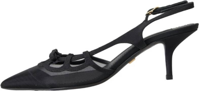 Dolce & Gabbana Zwarte leren mesh slingback hakken Black Dames