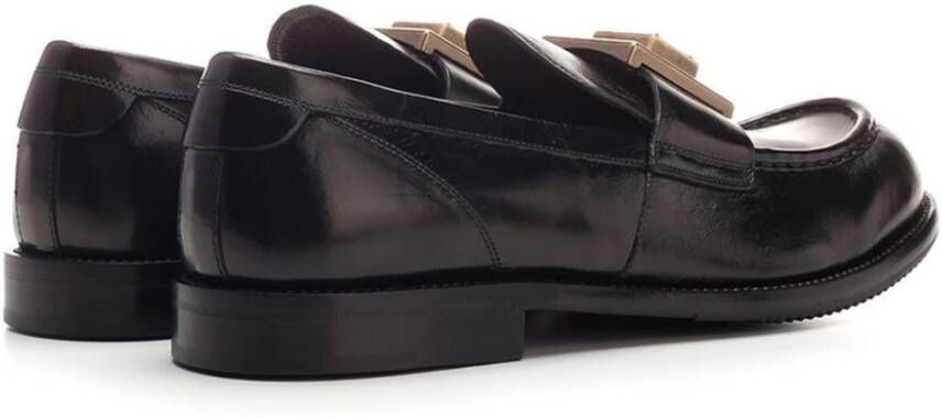 Dolce & Gabbana Zwarte leren mocassins met messing logo Black Dames