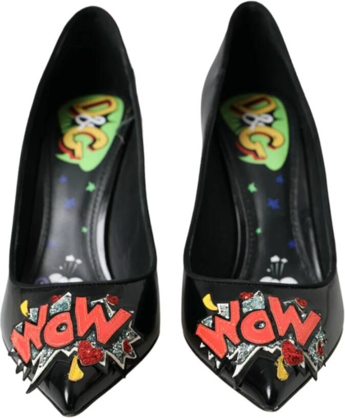 Dolce & Gabbana Zwarte leren patch hakken pompen schoenen Black Dames