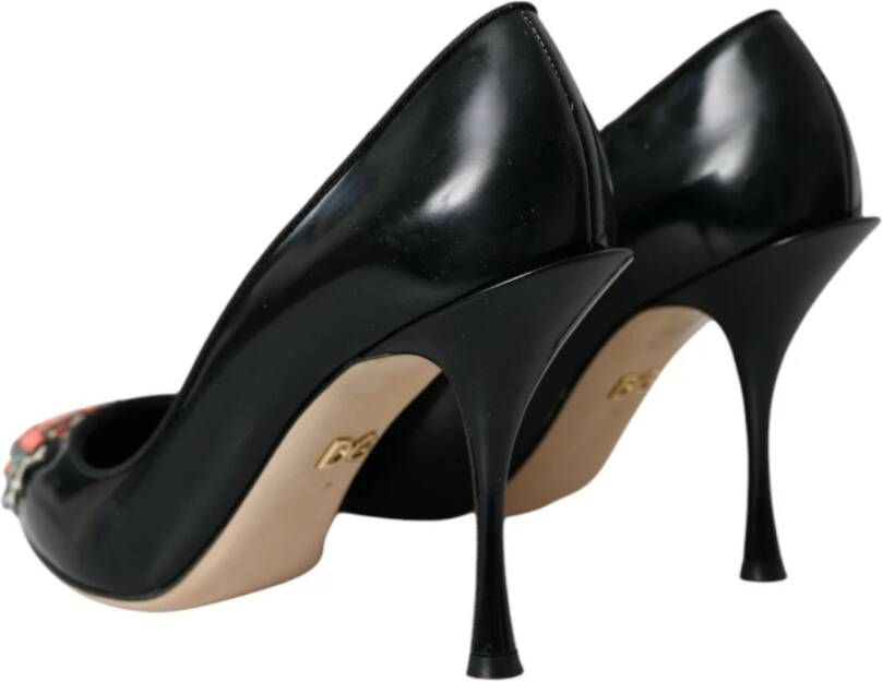 Dolce & Gabbana Zwarte leren patch hakken pompen schoenen Black Dames