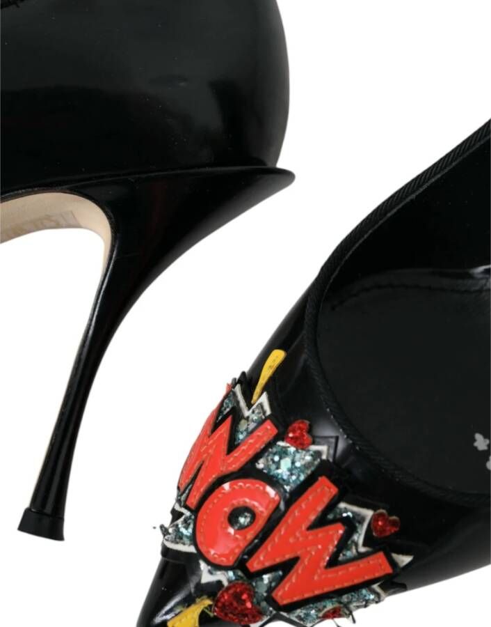 Dolce & Gabbana Zwarte leren patch hakken pompen schoenen Black Dames