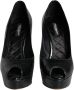 Dolce & Gabbana Zwarte Leren Plateauhakken Pumps met Logodetails Black Dames - Thumbnail 2