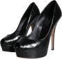 Dolce & Gabbana Zwarte Leren Plateauhakken Pumps met Logodetails Black Dames - Thumbnail 3