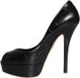 Dolce & Gabbana Zwarte Leren Plateauhakken Pumps met Logodetails Black Dames - Thumbnail 5