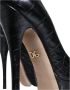 Dolce & Gabbana Zwarte Leren Plateauhakken Pumps met Logodetails Black Dames - Thumbnail 6