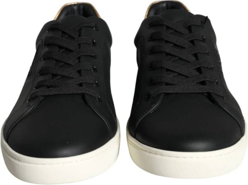 Dolce & Gabbana Zwarte leren Portofino lage sneakers Black Heren