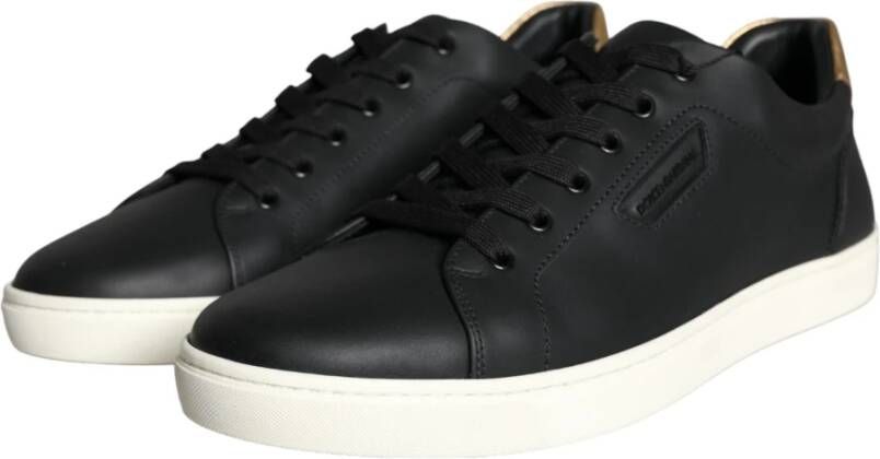 Dolce & Gabbana Zwarte leren Portofino lage sneakers Black Heren