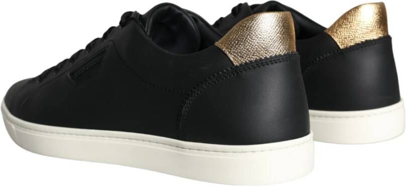 Dolce & Gabbana Zwarte leren Portofino lage sneakers Black Heren