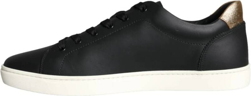 Dolce & Gabbana Zwarte leren Portofino lage sneakers Black Heren