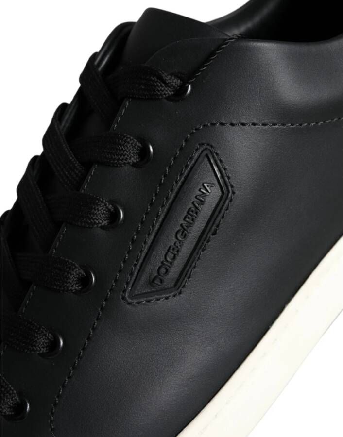 Dolce & Gabbana Zwarte leren Portofino lage sneakers Black Heren