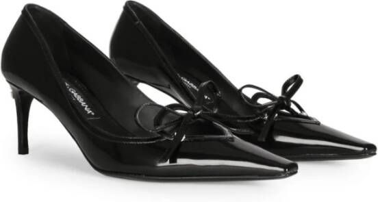 Dolce & Gabbana Zwarte leren pumps met gouden logo Black Dames