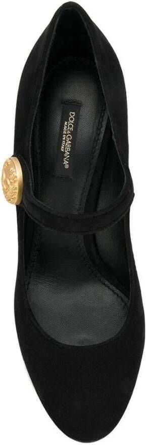 Dolce & Gabbana Zwarte Leren Pumps met Logoknop Black Dames