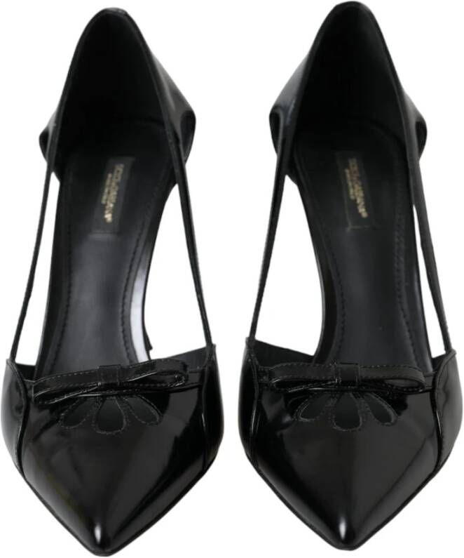 Dolce & Gabbana Zwarte Leren Puntige Hakken Pumps Black Dames